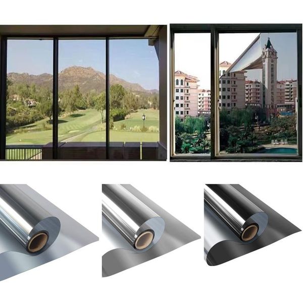 

window stickers one way mirror film stained glass self adhesive silver heat insulation solar tint privacy for home
