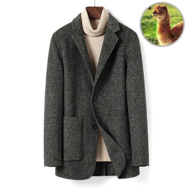 

men's wool & blends 2021 autumn winter coat casual slim overcoat male solid color jacket thicken warm woolen outerwear e312, Black