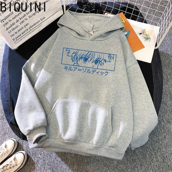 

women's hoodies & sweatshirts kawaii clothes killua hoodie for teens fashion harajuku pullover streetwear women/men warm oversized, Black