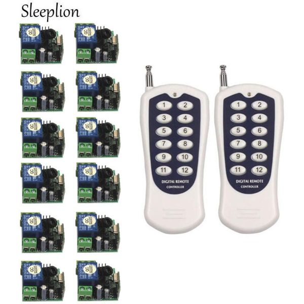 

smart home control sleeplion mini dc 12v 1ch wireless rf 12-key remote switch transmitter+12 receiver
