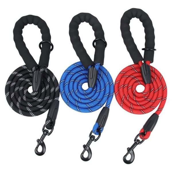

dog collars & leashes nylon training leash reflective with soft handle waste bag dispenser pet traction rope great for teaching camping