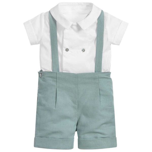 Bebê menino boutique roupa conjunto infantil aniversário baptismo roupas terno crianças roupa espanhola camisa branca calças nascidas festa 210615