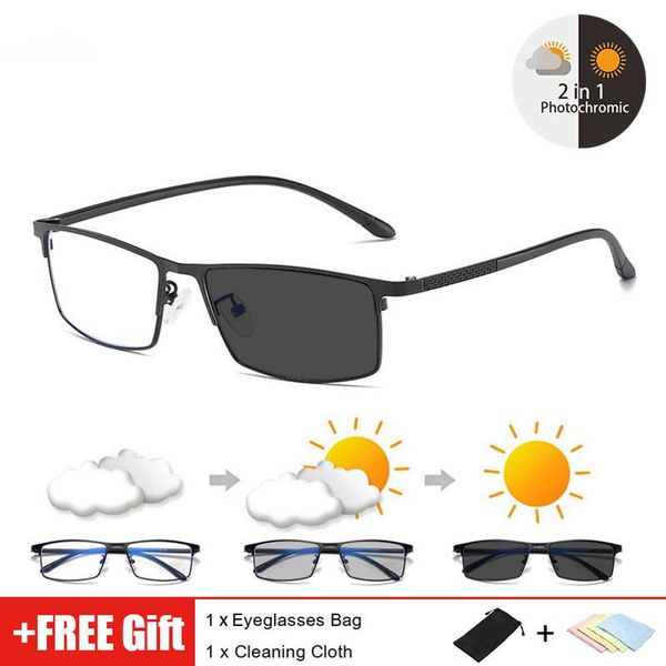 

sunglasses pochromic anti blue ray glasses women men business style square computer eyeglasses auto color changing uv400, White;black