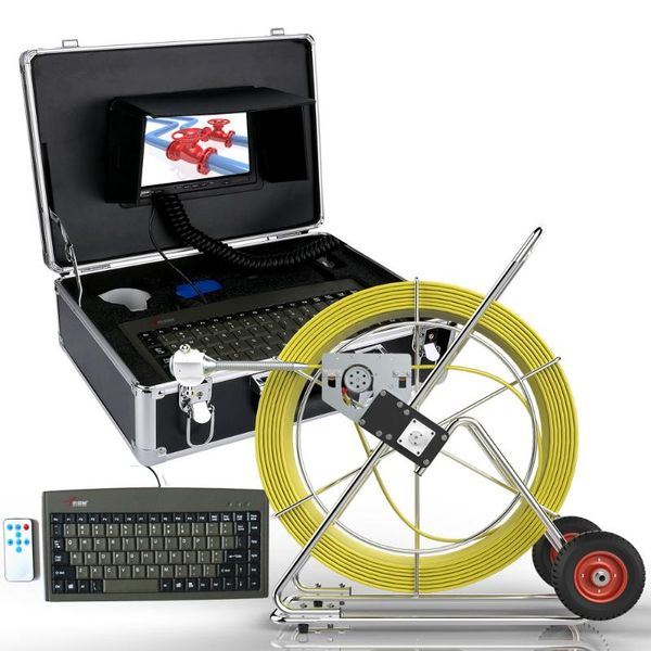 

cameras 100m 7"lcd dvr drain pipe sewer inspection camera system with length counter & keyboard