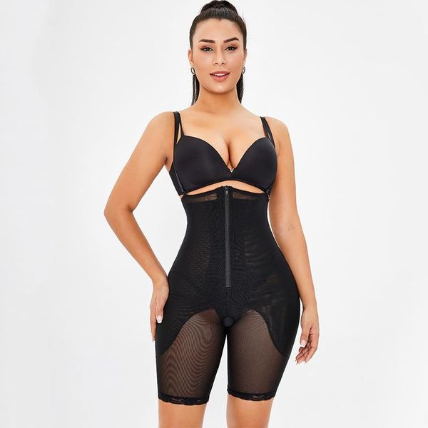 

women's shapers breathable body women plus size slimming underwear belly waist control lift up peach hip open crotch panties 6xl, Black;white