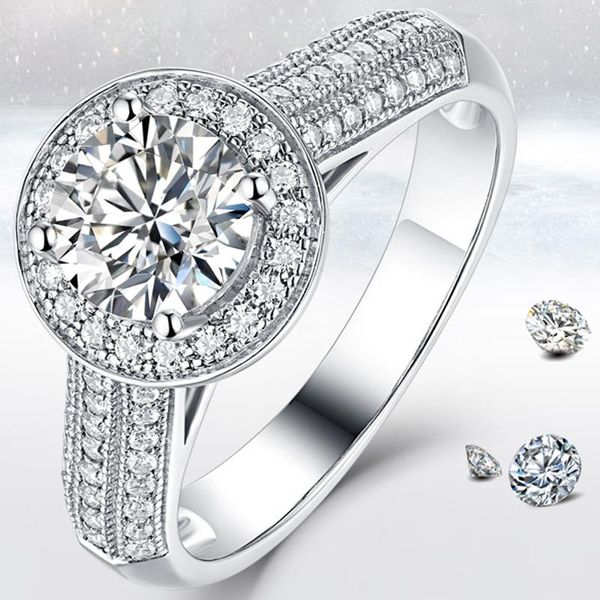 

cluster rings 14k gold 1 2 3 4 5 moissanite diamond ring women elegant round cute romantic wedding party engagement anniversary, Golden;silver