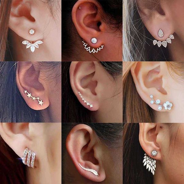 

crystal flower stud women fashion jewelry gold strass earrings present for party and friend, Golden