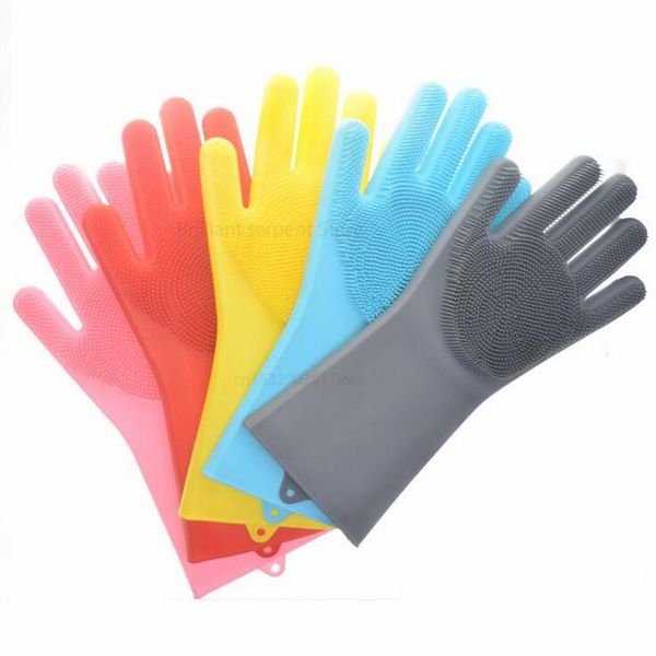 

disposable gloves magic silicone dishwashing scrubber dish washing sponge rubber scrub kitchen cleaning household