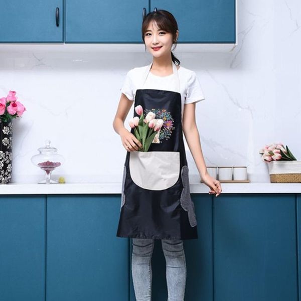 

aprons household kitchen apron female waterproof oil resistant waist men's overalls fabric bib with pocket home cleaning tool