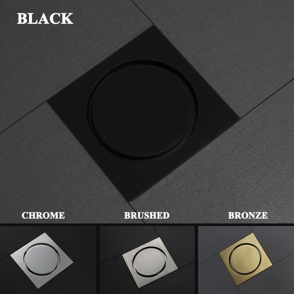 

other bath & toilet supplies floor drain brass anti-odor deodorization square kitchen shower room cover large drainage black 10*10cm