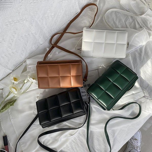 

evening bags 2021 solid color fashion shoulder handbags female travel cross body bag weave small pu leather crossbody for women
