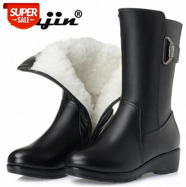 

fujin warm wool women snow boots flat bottom fur warm shoes genuine leather plush med boots platform for women winter #ds9y