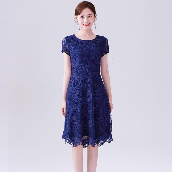 

capris slim fit & flare vestidos de festa women o-neck allover appliques embroidery short sleeve vintage party pink blue, Black;gray