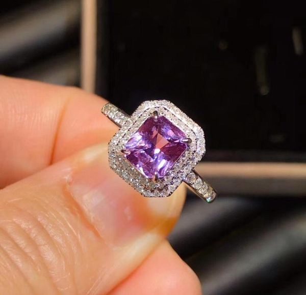 

cluster rings p530 purple sapphire ring pure 18 k gold natural 1.72ct diamonds female fine gemstones for women, Golden;silver