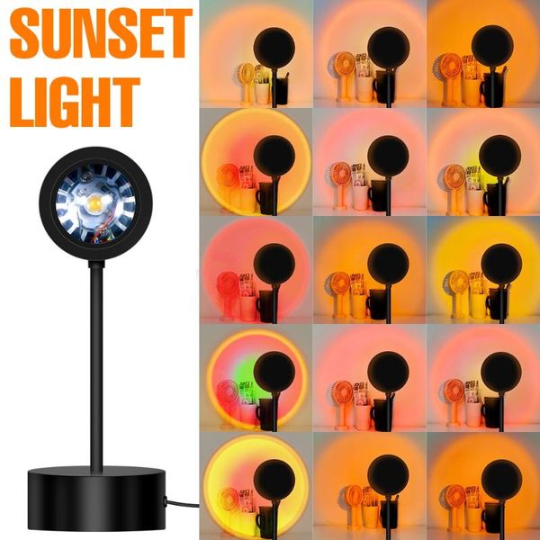 

night lights red projector sunset light 5v projection lamp rainbow atmosphere led for home bedroom background desk usb decor