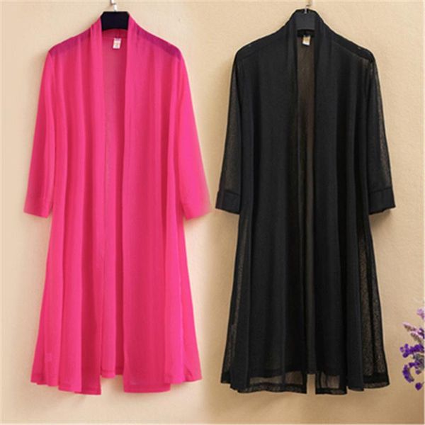 

women's knits & tees plus size 4xl solid color 2021 summer autumn long cardigan women female cardigans loose coat jacket ladies shawl o, White