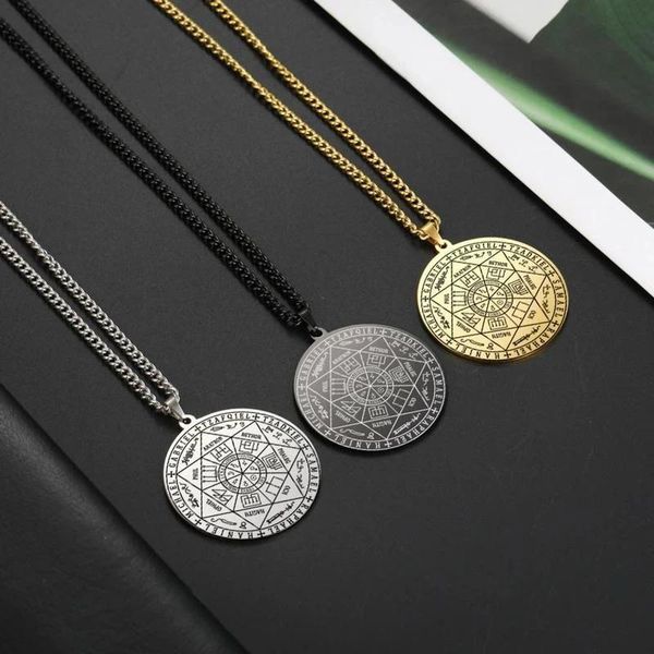 

party favor stainless steel round necklace hexagram angel pendant dfk889