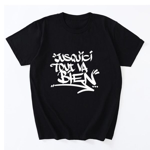 

men's t-shirts jusqu ici tout va bien t shirt casual cotton tee loose comfortable clothes gift, White;black