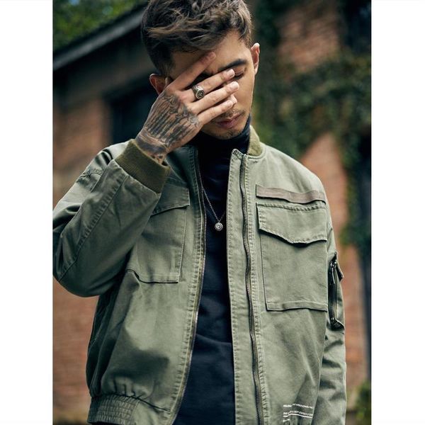 

men's jackets autumn vintage for men cotton short baseball uniform jacket multi-pocket pilot overalls male fashion clothing trends 5xl, Black;brown
