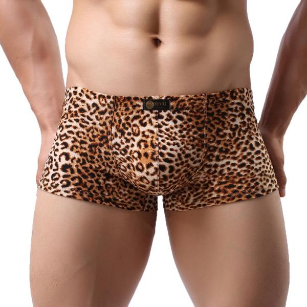 

underpants mens underwear knickers 2021 boxer leopard-print low-waist sweat-absorbing flat-angle boxershorts men, Black;white