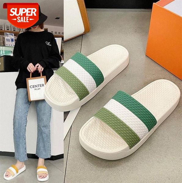 

slippers women's home beach flat stripe in a font ladies outer wear #f06a, Black