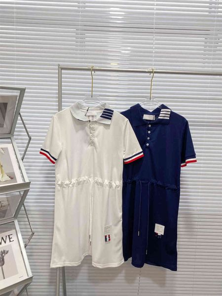 

21 summer tide tb academy fashion show thin drawstring polo dress, Black;gray