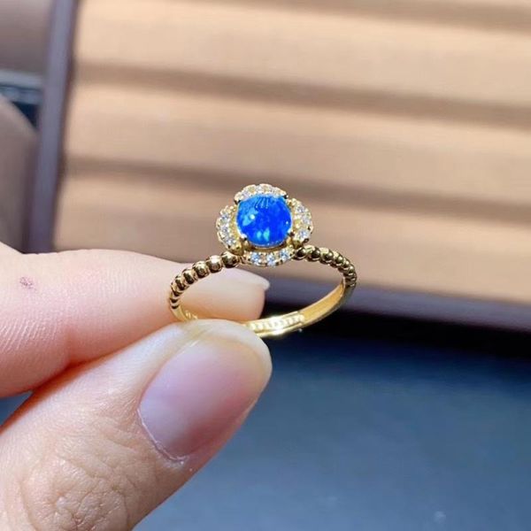 

cluster rings arrival real and natural opal ring 925 sterling silver classical, Golden;silver