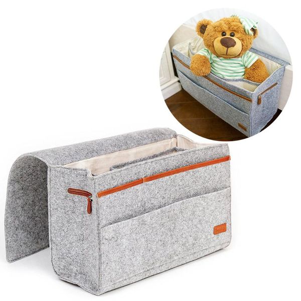 

bedside caddy felt storage bag, hanging organizer container with pockets for dorm,bunk bed,sofa, bed rails bags
