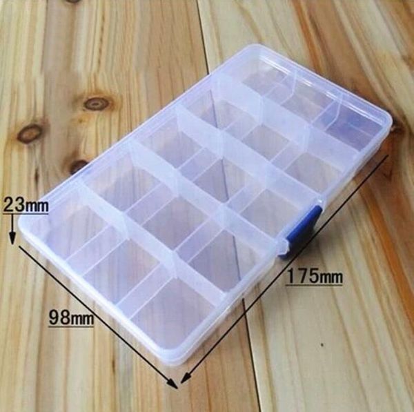 

fishing accessories 15 slot tackle box adjustable plastic bait hook storage organizer cosmetics coffin