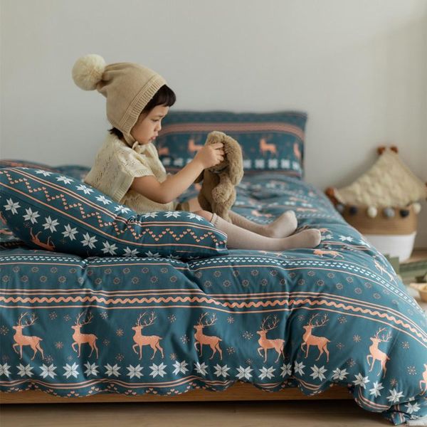

bedding sets christmas limited home textiles cotton printed four-piece bed sheet quilt cover pillowcase set year gift