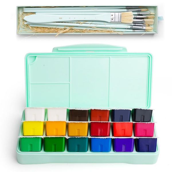 

gift sets 18 colors gouache paint set 30ml portable case with palette watercolor art painting for artists students non-toxic