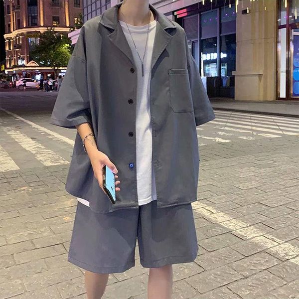 

men's tracksuits fried street casual summer suit korean version of the trend student fashion with handsome trendy brand, Gray