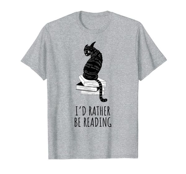 

I'd Rather Be Reading T-Shirt with a Cat Cute Bookworm Gift, Mainly pictures