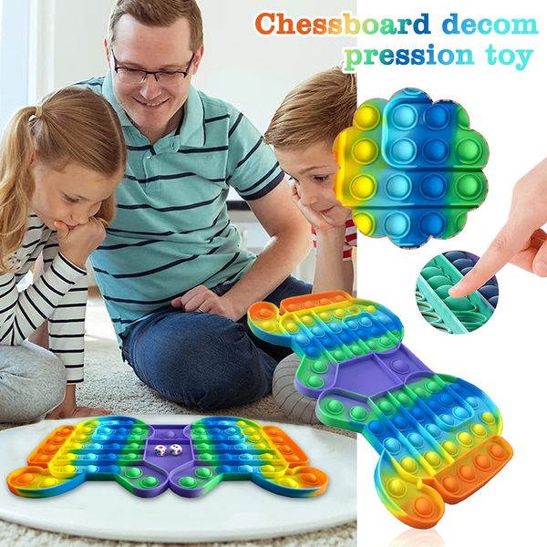 Neuestes großes Spiel Fidget Toy Rainbow Chess Push Bubble Fidgets Sinnesspielzeug für interaktive Eltern-Kind-Zeitspiele