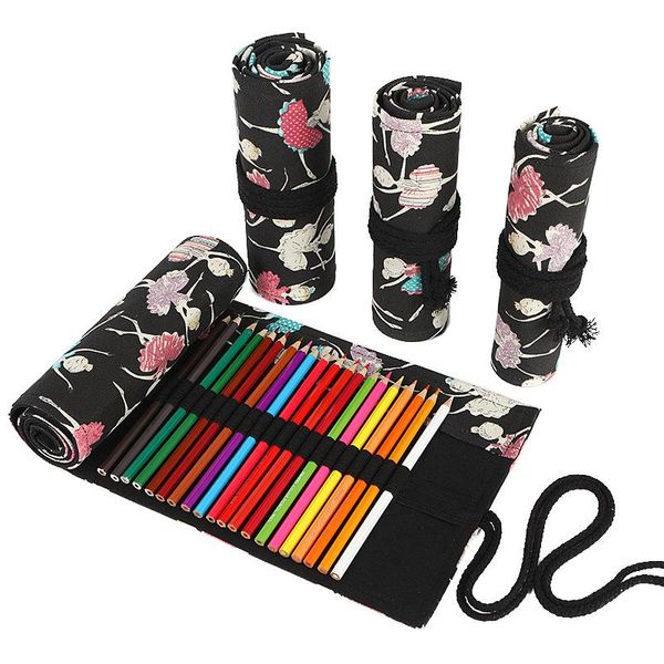 

pencil bags fashion ballet roll school case for girls pencilcase large 12/24/36/48/72 holes pen bag kawaii canvas box