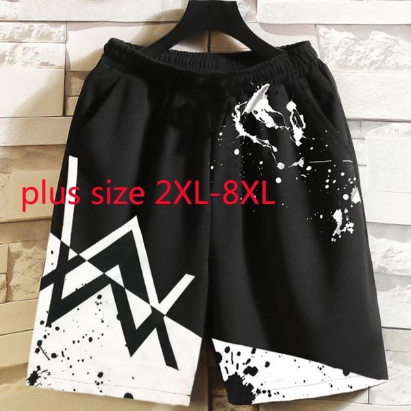 

men's shorts arerival fashion extra large elastic waist casual summer print plus size 2xl 3xl 4xl 5xl 6xl 7xl 8xl, White;black