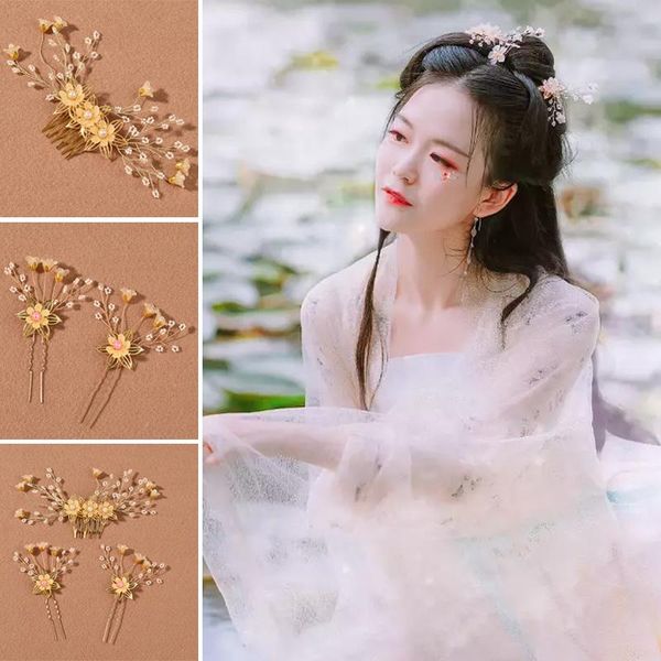 

hair clips & barrettes luxury hairpin for women pearl combs headdress bridal wedding accessories rhinestone flower comb ornaments, Golden;silver