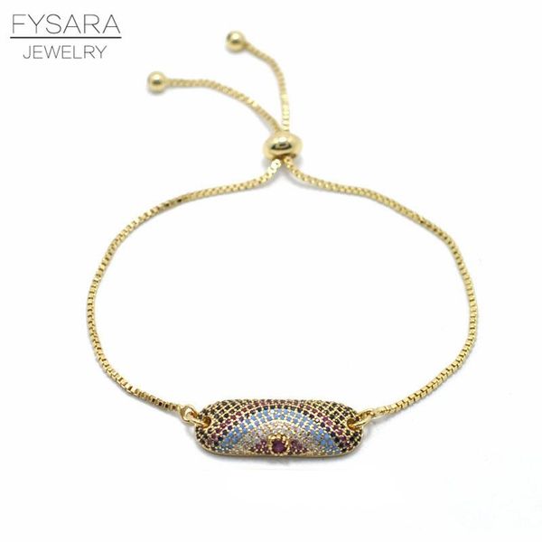 

charm bracelets fysara turkish gypsy jewelry multicolour crystal micro pave setting rectangle chain gold-color ethnic charms, Golden;silver