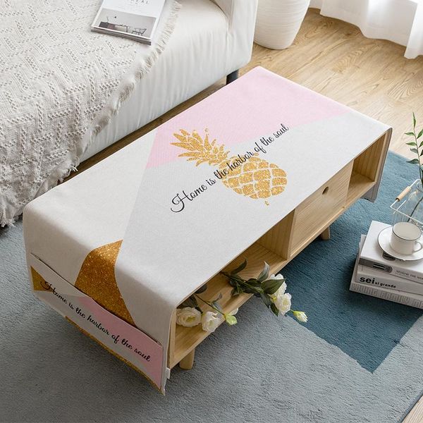 

fashion home nordic style cotton rectangle tablecloth pink geometric patterns waterproof table flag tea cover cloth
