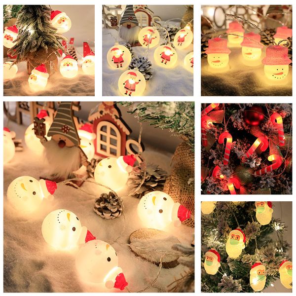 Christmas Lights String Red Hat Santa Claus Snowman Light Party Christmas Tree Decorações Lâmpada 8 estilos W-00945