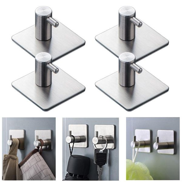 

silver hooks stainless steel strong self adhesive door wall hangers coat rustproof hook hanger for kitchen bathroom & rails
