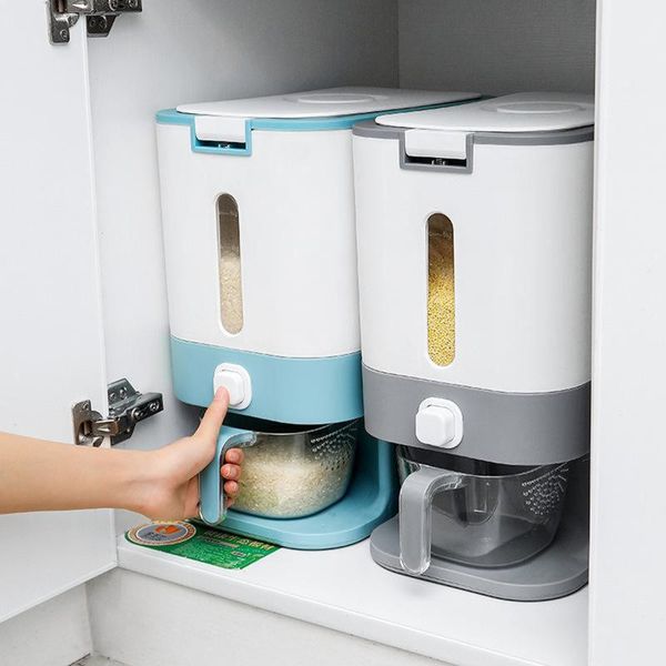 

storage bottles & jars 10kg airtight rice bucket dispenser box visible moisture proof food grain container
