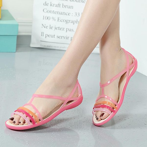 

sandals miaoguan 2021 shoes women summer eva casual mixed candy colors soft slip on beach jelly woman flat, Black
