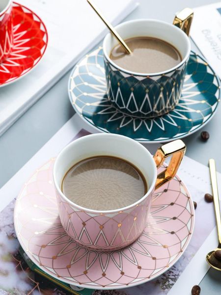 

cups & saucers bone china coffee cup royal classic ceramic tea luxury black dish tablewar set kubek wedding housewarming gifts ee50bd