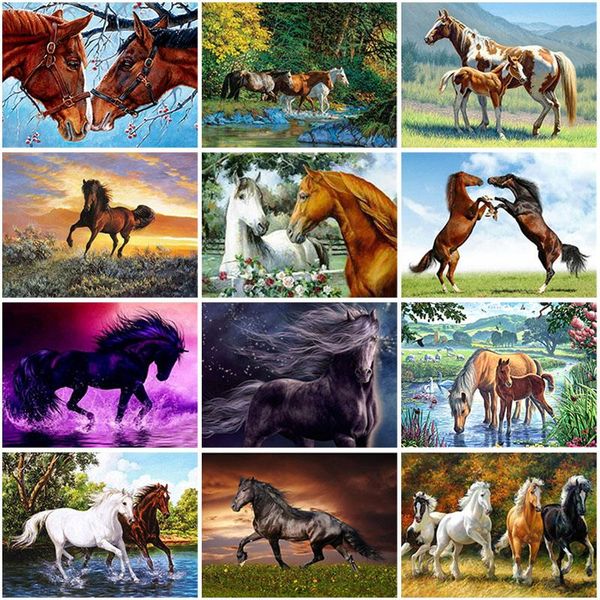 

diamond painting horse diy 5d cross stitch animals embroidery full round drill rhinestones mosaic home decor gift
