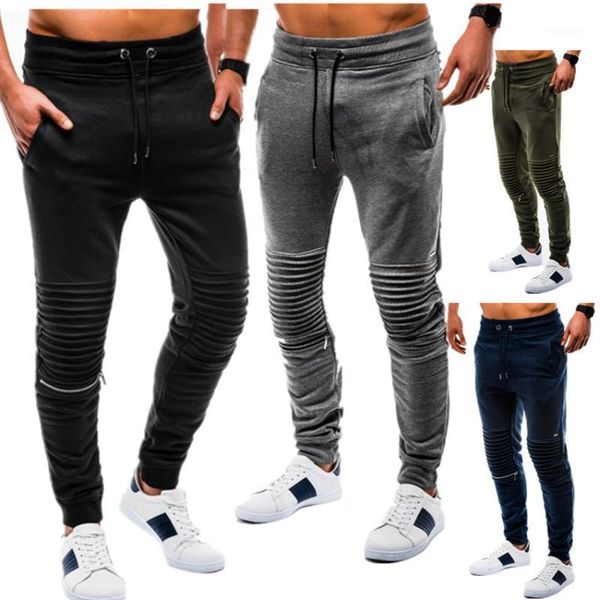 

men's jeans 2021 leggings fashionable casual sports striped pleated pants present, Blue