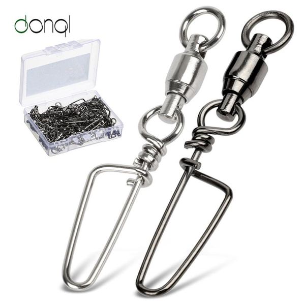 

10/20/50pcs/set bearing rolling fishing connector 0#-6# pin stainless steel swivel hook link fish lures hooks