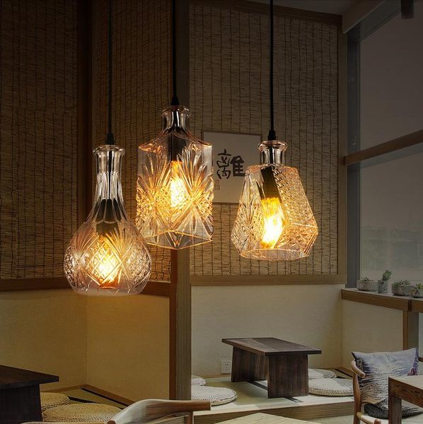 

pendant lamps nordic glass lamp restaurant bar bottle hanging suspension modern creative corridor single head dining room decor light