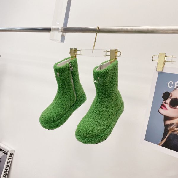 

new green wool ankle boots women round toe thick sole fur snow boots winter fashion level comfort punk boots female, Black