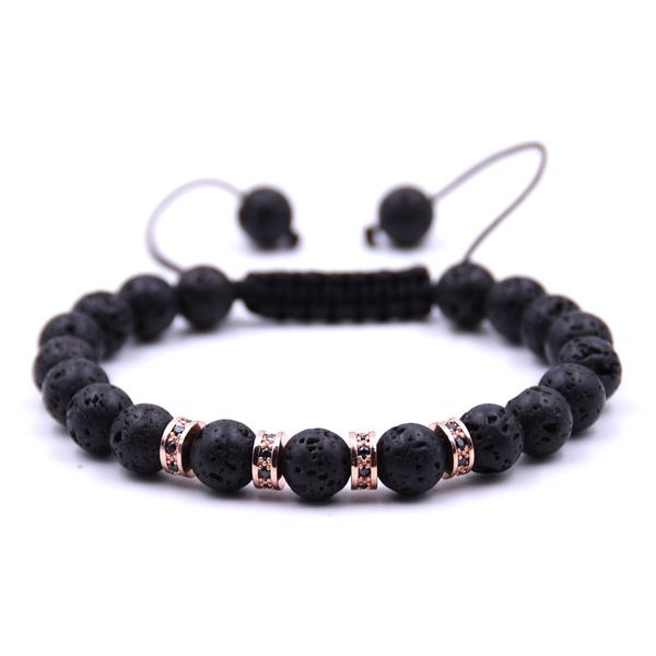 

special offer 70% off zircon natural stone hand woven bracelet 8mm volcanic bracelet, Black